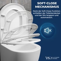 Wilford & Sons Prémium WC ülőke Duroplast D-forma fehér - Lecsapódásgátlóval, levehető, könnyen tisztítható WC tető és ülőke szett 3