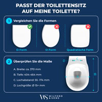 Wilford & Sons Prémium WC ülőke Duroplast D-forma fehér - Lecsapódásgátlóval, levehető, könnyen tisztítható WC tető és ülőke szett 4