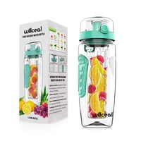willceal Fľaša na ovocné infúzie 945 ml - Tritan bez obsahu BPA - Odklápacie viečko s rukoväťou - Nepriepustná - Mätová farba 3