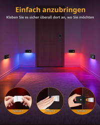 Lumină de noapte WILLED cu RGB și alb cald, cu senzor de mișcare, iluminat reîncărcabil pentru scări, lampă LED cu 3 moduri pentru copii, potrivită pentru scări, holuri și dormitoare 6