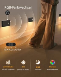 Lumină de noapte WILLED cu RGB și alb cald, cu senzor de mișcare, iluminat reîncărcabil pentru scări, lampă LED cu 3 moduri pentru copii, potrivită pentru scări, holuri și dormitoare 4