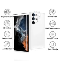 Sada tvrdených skiel na displej + ochranných fólií na fotoaparát WILLONE pre Samsung Galaxy S22 Ultra 5G (2+2 ks), kompatibilné s odtlačkom prsta, tvrdosť 9H, HD čírosť 9