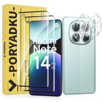 Folie de sticlă securizată WILLONE pentru Xiaomi Redmi Note 14 Pro 5G cu 2+2 protectoare pentru cameră, duritate 9H, compatibilă cu cititorul de amprente, fără bule, protecție ecran Ultra HD 1