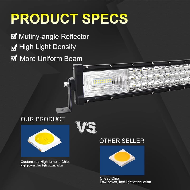 Willpower 107cm 540W LED munkalámpa görbült + 2db 4" LED fényszóró 12V/24V