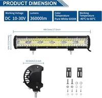 Willpower 17 Inch 360W LED Munkalámpa 12V 24V Vízálló Offroad Autó Traktor Fényszóró - 1pc 17 inch 360W 2