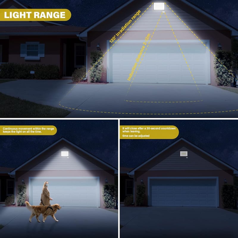 Willpower 200W 20000 lm LED reflektor mozgásérzékelővel, 6000K hideg fehér, IP66 vízálló
