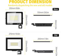 Willpower 2x100W 10000 lm LED reflektor mozgásérzékelővel, 6000K hideg fehér, IP66 vízálló - 100W, 6000k Cool White 2
