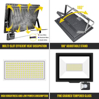 Willpower 2x100W 10000 lm LED reflektor mozgásérzékelővel, 6000K hideg fehér, IP66 vízálló - 100W, 6000k Cool White 3