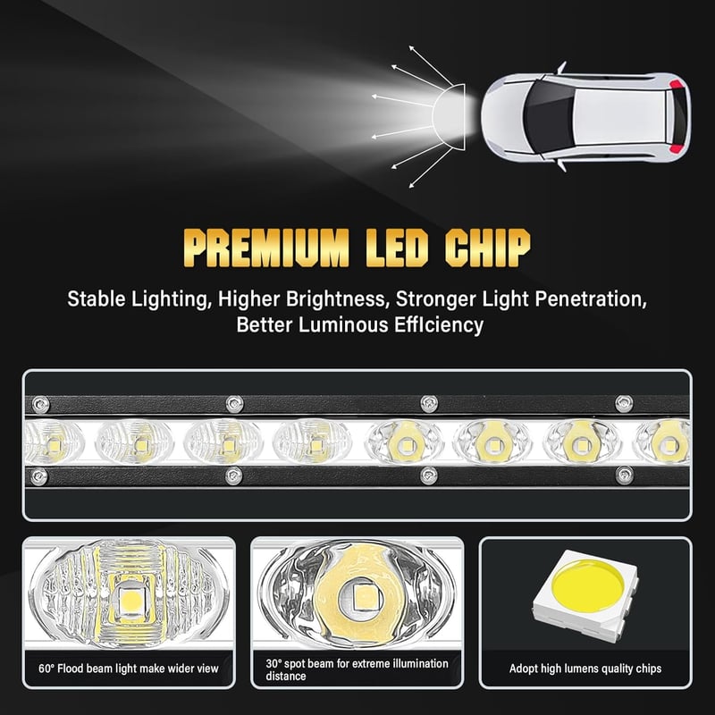 Willpower 37" 180W LED Fényhíd - Kombinált Fény, Vízálló Alumínium Munkalámpa Terepjárókhoz, Traktorokhoz, Hajókhoz, ATV, UTV, SUV Járművekh