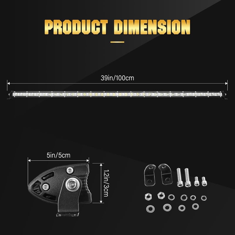Willpower 37" 180W LED Fényhíd - Kombinált Fény, Vízálló Alumínium Munkalámpa Terepjárókhoz, Traktorokhoz, Hajókhoz, ATV, UTV, SUV Járművekh