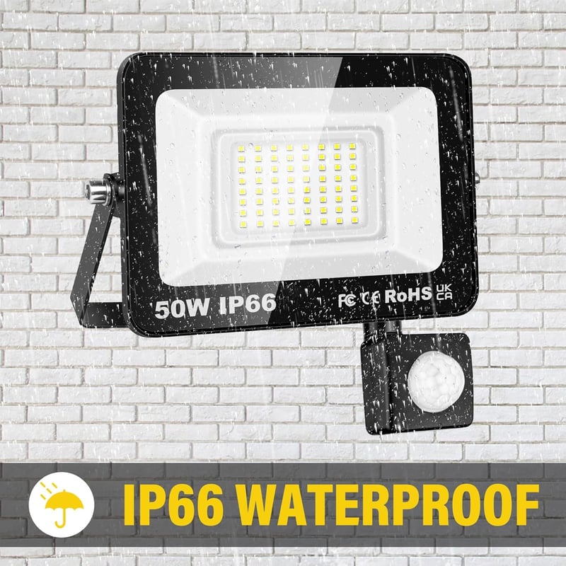 Willpower 50W 5000 lm LED reflektor mozgásérzékelővel, IP66 vízálló, 6000K hideg fehér - 50W, 6000k Cool White