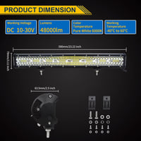 Willpower 58 cm LED munkalámpa 480W 12V 24V vízálló traktor autó offroad fényszóró 2