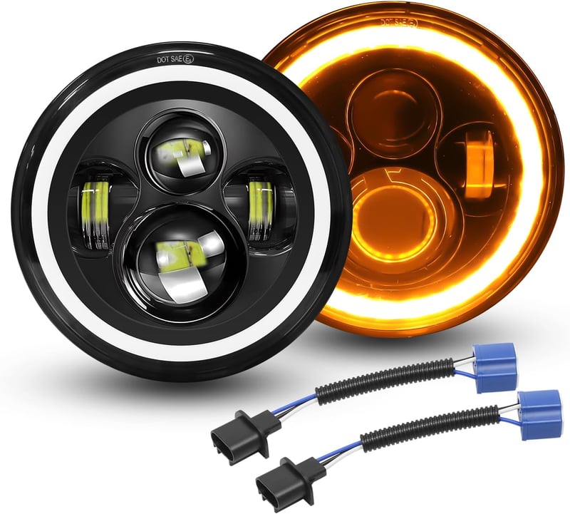 Willpower 7 Inch LED Motoros Fényszóró 50W 5000LM Fehér Sárga 4 Mód DRL Offroad Lámpa