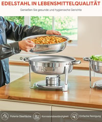 Wilprep 2 db-os Rozsdamentes Acél Ételmelegítő Szett 5L - Chafing Dish Ételmelegen Tartó Tálak Büfékhez, Rendezvényekhez, Éttermekhez 5