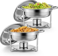 Wilprep 2 db-os Rozsdamentes Acél Ételmelegítő Szett 5L - Chafing Dish Ételmelegen Tartó Tálak Büfékhez, Rendezvényekhez, Éttermekhez 1