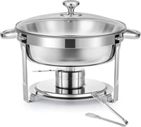 Wilprep Kerek Chafing Dish 5,5L Rozsdamentes Ételmelegítő Üvegtető Büféhez 7