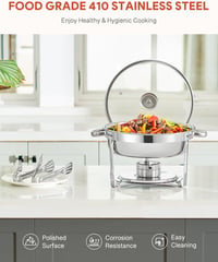 Wilprep Kerek Chafing Dish 5,5L Rozsdamentes Ételmelegítő Üvegtető Büféhez 4