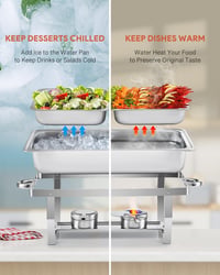 Wilprep Rozsdamentes Acél Melegentartó Tálca Szett 9L Buffet Étel Melegítő Catering Rendezvény Party 4 Részes GN Tartály 5
