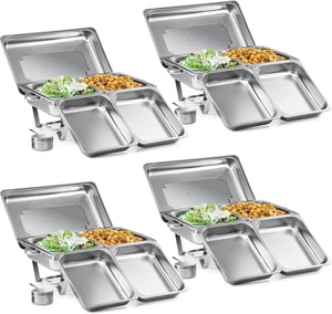 Wilprep Rozsdamentes Acél Melegentartó Tálca Szett 9L Buffet Étel Melegítő Catering Rendezvény Party 4 Részes GN Tartály