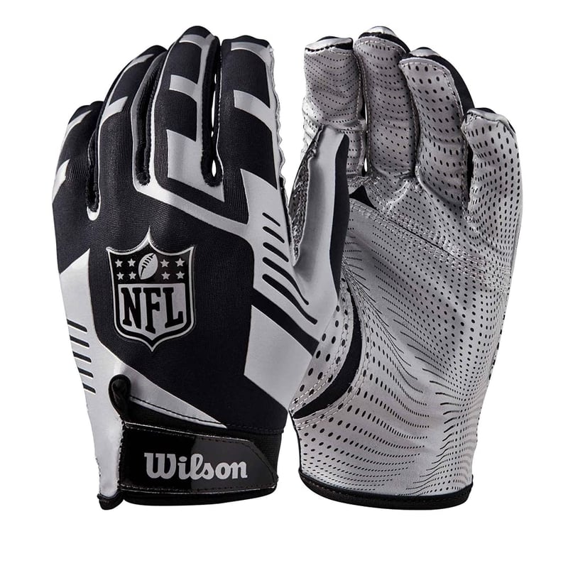 Rukavice na americký futbal Wilson NFL Stretch Fit Receivers Glove WTF930700M, univerzálna veľkosť, čierna/strieborná