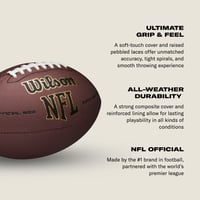 Americká futbalová lopta Wilson NFL Super Grip – hnedá, oficiálna veľkosť – pre dospelých 7