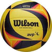 Plážový volejbal Wilson OPTX AVP Game Ball – Oficiálna veľkosť, žlto-čierna, WTH00020XB súťažná volejbalová lopta 1