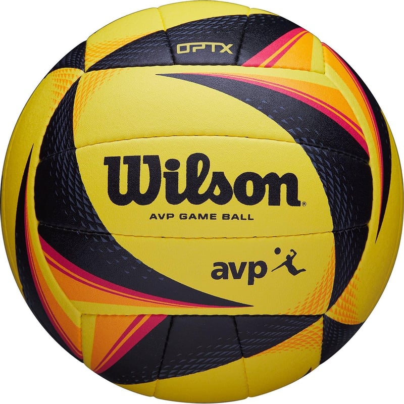Plážový volejbal Wilson OPTX AVP Game Ball – Oficiálna veľkosť, žlto-čierna, WTH00020XB súťažná volejbalová lopta