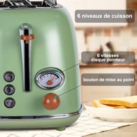 wiltal Retro Kenyérpirító 2 Szeletes - Zöld Rozsdamentes Acél, 6 Fokozatú Barnítás, Kijelzővel, Gyors Pirítás Technológiával, Kiolvasztás Fu 4