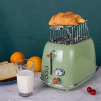 wiltal Retro Kenyérpirító 2 Szeletes - Zöld Rozsdamentes Acél, 6 Fokozatú Barnítás, Kijelzővel, Gyors Pirítás Technológiával, Kiolvasztás Fu 2