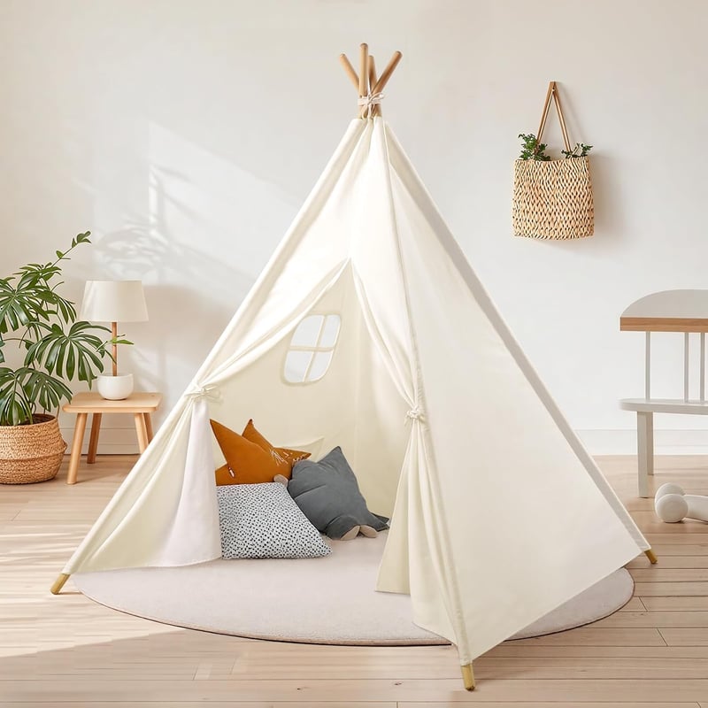 Wilwolfer Gyerek Tipi Sátor 100% Pamut Hordtáskával Lány Fiú Játéksátor