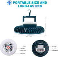 WIMIRIL 4400mAh USB Kemping Lámpa 54 LED Ventilátor Mágneses Akasztóval 5