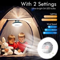 WIMIRIL 4400mAh USB Kemping Lámpa 54 LED Ventilátor Mágneses Akasztóval 2