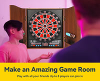 WIN.MAX Elektromos Darts Tábla LED Kijelzővel - Tömörfa Szekrénnyel, 12 Puha Nyíllal és 100 Tartalék Heggyel, Felnőtteknek 9