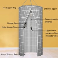 Okrúhly sprchový záves WINARA – polyester, dvojitý zips, tepelná izolácia, prenosný, moderná kúpeľňová dekorácia, biely, 100x200 cm (1 panel) 3