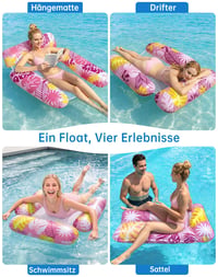 Saltea gonflabilă pentru piscină Wincany cu 3 tuburi și design anti-răsturnare, șezlong plutitor pentru adulți, accesoriu de vară 4 în 1 pentru plajă 2