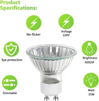 WINDERMO GU10 Halogén Izzó 35W Dimmelhető 8db Meleg Fehér 2700K 3