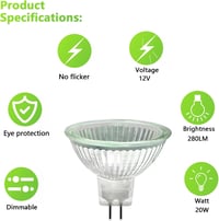 WinDerMo MR16 halogén izzó 12V 20W GU5.3 dimmelhető 8db meleg fehér 2700K 3