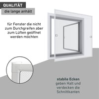 Windhager Basic 04504 Sieťka proti hmyzu na okno 100x120 cm s bielym hliníkovým rámom, montáž bez vŕtania, skracovateľná, ochrana proti muchám a komárom 6