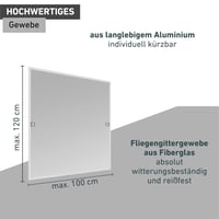 Windhager Basic 04504 Sieťka proti hmyzu na okno 100x120 cm s bielym hliníkovým rámom, montáž bez vŕtania, skracovateľná, ochrana proti muchám a komárom 3