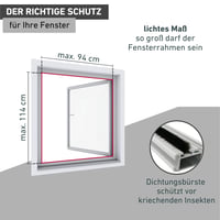 Windhager Basic 04504 Sieťka proti hmyzu na okno 100x120 cm s bielym hliníkovým rámom, montáž bez vŕtania, skracovateľná, ochrana proti muchám a komárom 4