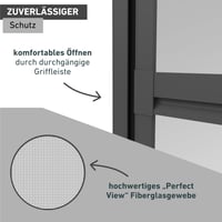 Dverová sieť proti hmyzu Windhager Expert 03241 s hliníkovým rámom, 100x210 cm, antracitová, montáž bez vŕtania, na terasu a balkón 6