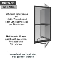 Dverová sieť proti hmyzu Windhager Expert 03241 s hliníkovým rámom, 100x210 cm, antracitová, montáž bez vŕtania, na terasu a balkón 7