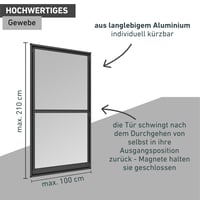 Dverová sieť proti hmyzu Windhager Expert 03241 s hliníkovým rámom, 100x210 cm, antracitová, montáž bez vŕtania, na terasu a balkón 4