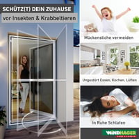 Dverová sieť proti hmyzu Windhager Expert na balkónové dvere 100x210 cm, biela, krídlové dvere s hliníkovým rámom bez vŕtania, sieťka proti hmyzu na balkón a terasu, 03240 2