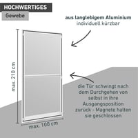 Dverová sieť proti hmyzu Windhager Expert na balkónové dvere 100x210 cm, biela, krídlové dvere s hliníkovým rámom bez vŕtania, sieťka proti hmyzu na balkón a terasu, 03240 3
