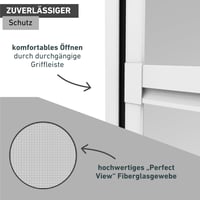 Dverová sieť proti hmyzu Windhager Expert na balkónové dvere 100x210 cm, biela, krídlové dvere s hliníkovým rámom bez vŕtania, sieťka proti hmyzu na balkón a terasu, 03240 5