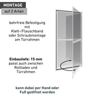 Dverová sieť proti hmyzu Windhager Expert na balkónové dvere 100x210 cm, biela, krídlové dvere s hliníkovým rámom bez vŕtania, sieťka proti hmyzu na balkón a terasu, 03240 6