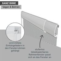 Windhager Flexi FIT sieťka proti hmyzu na okno 100x120 cm biela, teleskopický rám bez použitia náradia 03629 5