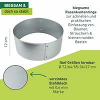 Súprava drevených obrubníkov Windhager, variabilná, záhonová obruba, okraj na kosenie, 3 nastaviteľné veľkosti: Ø 35/53/70 cm, 07459, pozinkované 3