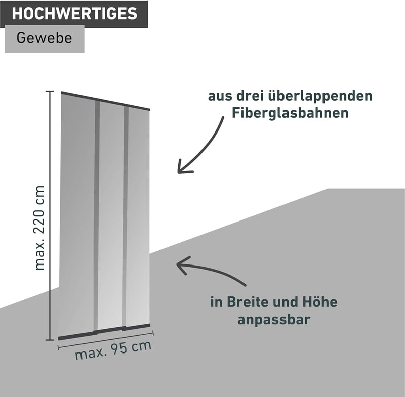 Windhager Rovarháló Függöny Plus 95x220 cm Antracit Rövidíthető Üvegszál Lamellás - 95 x 220 cm